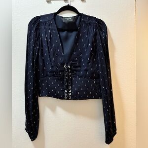 The Kooples Black Blouse with Lace-Up Front